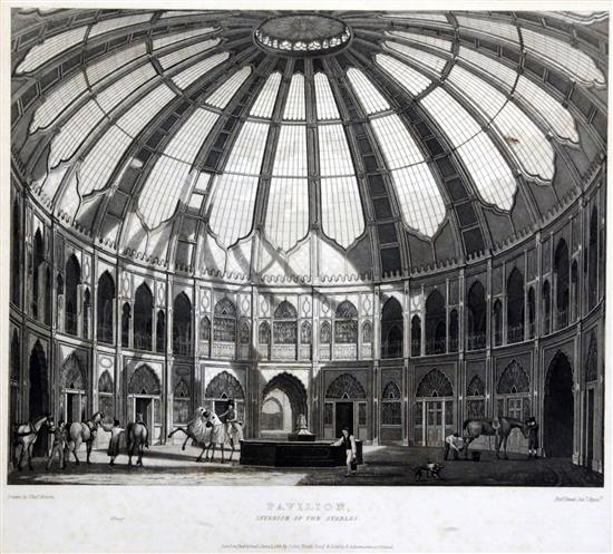 John Nash Kitchen, Saloon, Salon and Interior of the stables, Pavilion Brighton, c.1823 largest overall 11.5 x 13in.